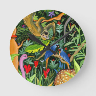 Horloge Ronde Animaux fantaisistes de la forêt art
