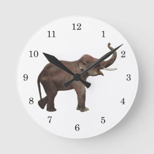 Horloge Ronde Animaux sauvages vintage, éléphants asiatiques por