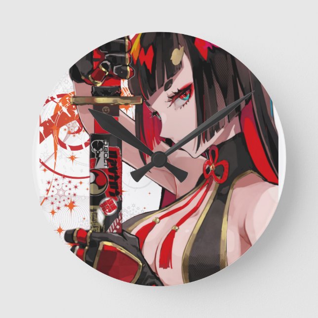 Horloge Ronde Anime fille Samurai (Recto)