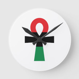 Horloge Ronde Ankh rouge, noir et vert