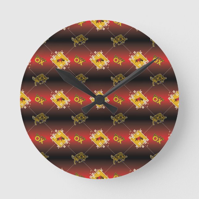 Horloge Ronde Année chinoise de l'ox Elégant Floral (Recto)