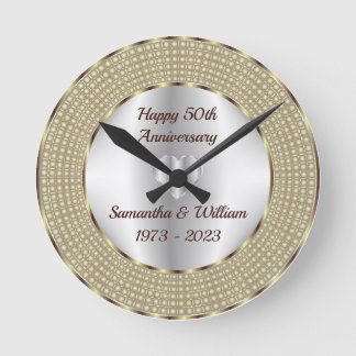 Horloge Ronde Anniversaire De L'Argent Et De L'Or