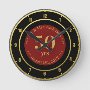 Horloge Ronde Anniversaire mariage / Retraite personnalisée