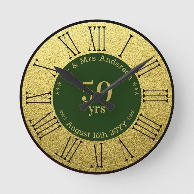 Horloge Ronde Anniversaire mariage / Retraite personnalisée (Recto)