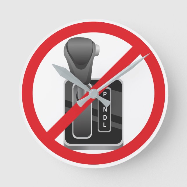 Horloge Ronde Anti-Automatique - Drôle Stick Shift Manual Gearbo (Recto)