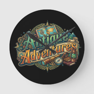 Horloge Ronde Antique Adventures – T-Shirt Graphique Vintage Exp