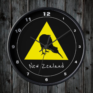 Horloge Ronde Aotearoa & Kiwi Bird, Nocturne Nouvelle-Zélande Vo