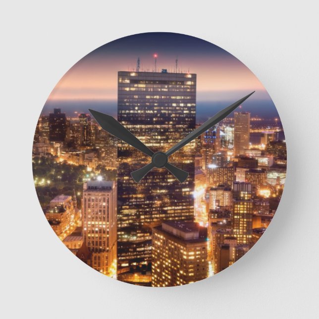Horloge Ronde Aperçu de Boston la nuit (Recto)