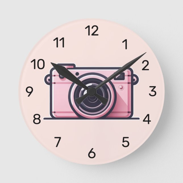 Horloge Ronde Appareil Photo Instantané Rose Tendance Shooting P (Recto)