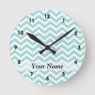 Horloge Ronde Aqua chevron