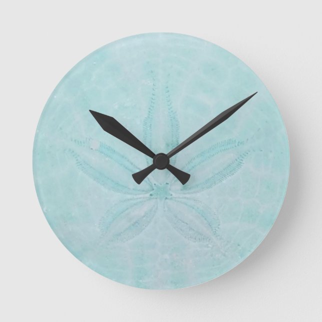 Horloge Ronde Aqua Dollar Turquoise Sable Mer Côtière Nautique (Recto)