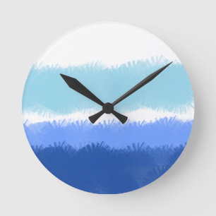 Horloge Ronde Aquarelle Abstraite moderne tons bleus