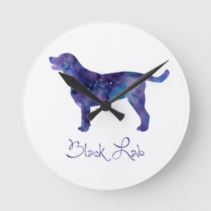 Horloge Ronde Aquarelle Black Lab