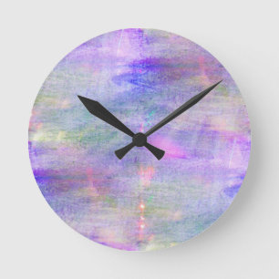 Horloge Ronde aquarelle bleue et rose sans couture de jaune