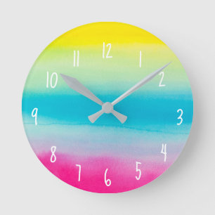 Horloge Ronde Aquarelle brillante