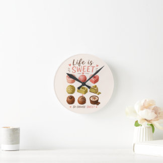 Horloge Ronde Aquarelle Chocolats – Café de Patisserie Française