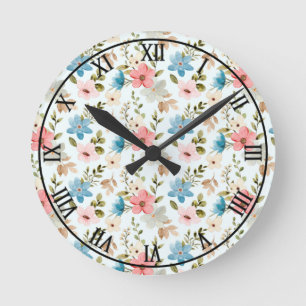 Horloge Ronde Aquarelle Fleur sauvage motif floral-67676