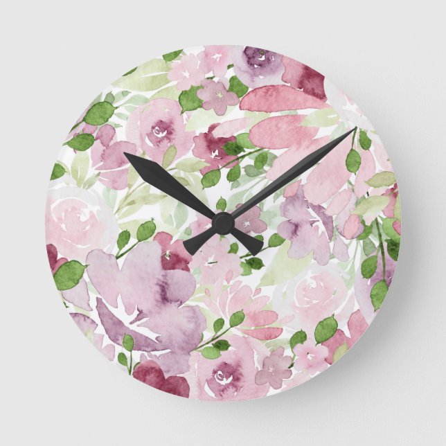 Horloge Ronde Aquarelle florale 2 (Recto)