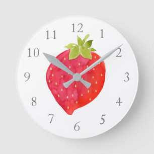 Horloge Ronde Aquarelle fraise