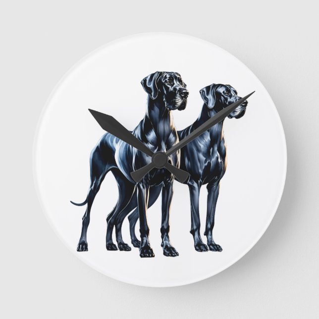 Horloge Ronde Aquarelle Great Danes (Recto)