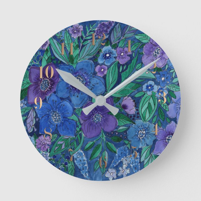 Horloge Ronde Aquarelle, jardin fleuri (Recto)
