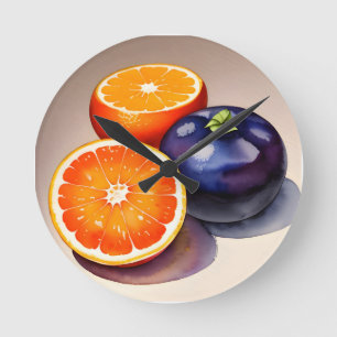 Horloge Ronde Aquarelle orange