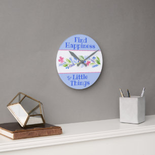 Horloge Ronde Aquarelle Pastel Floral BONHEUR PETITES CHOSES