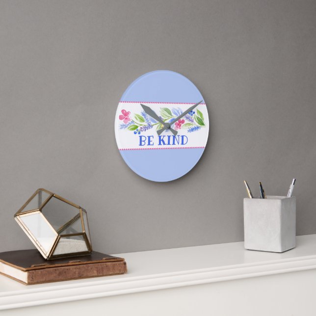 Horloge Ronde Aquarelle Pastel Floral SOIS GENTIL (Bureau)