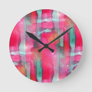 Horloge Ronde Aquarelle peinte par résumé d'éclat de Sun