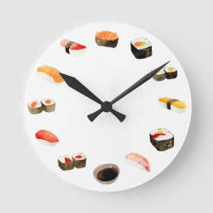 Horloge Ronde Aquarelle Sushi Rolls