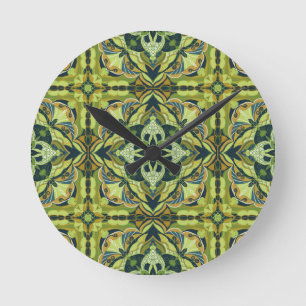 Horloge Ronde Aquarelle Vert Azulejo Carrelage espagnol