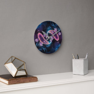 Horloge Ronde Aquarium exotique coloré et translucide