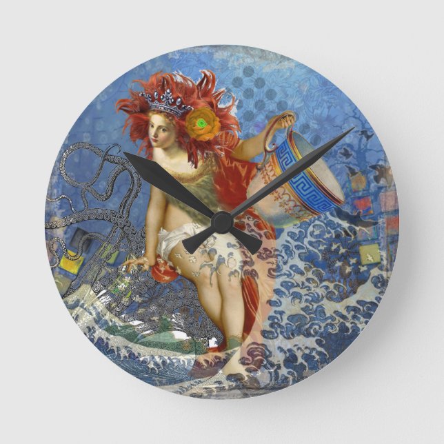Horloge Ronde Aquarius Mermaid Bleu gothique (Recto)