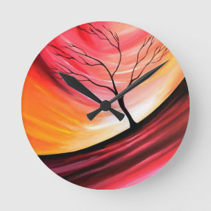 Horloge Ronde Arbre Abstrait - Art Moderne