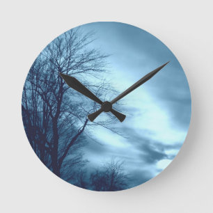 Horloge Ronde Arbre bleu et ciel
