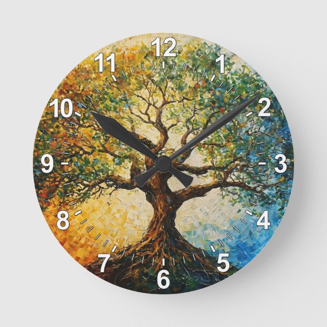 Horloge Ronde Arbre de connaissances - Peinture à l'huile (Recto)