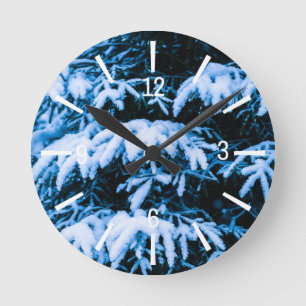 Horloge Ronde Arbre de Noël de neige