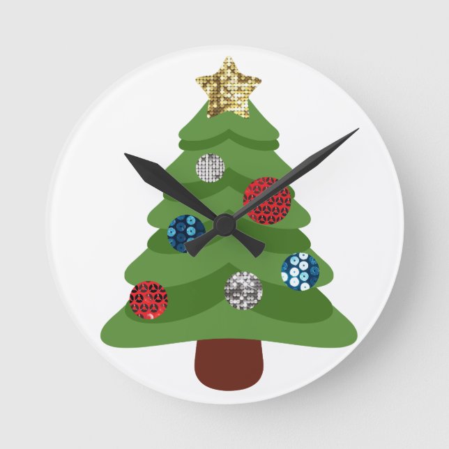Horloge Ronde arbre de noël émoji (Recto)