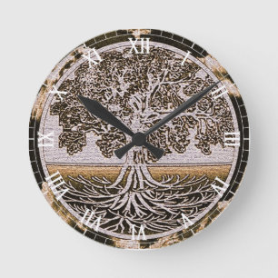 Horloge Ronde Arbre de vie Cercle de vie en Brown
