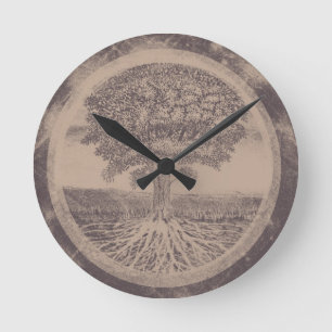 Horloge Ronde Arbre de vie en Brown