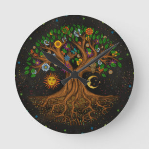 Horloge Ronde Arbre de vie lunaire - Yggdrasil