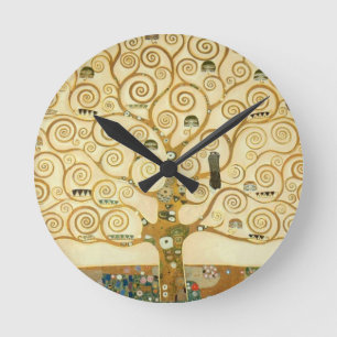 Horloge Ronde Arbre de Vie par Gustav Klimt