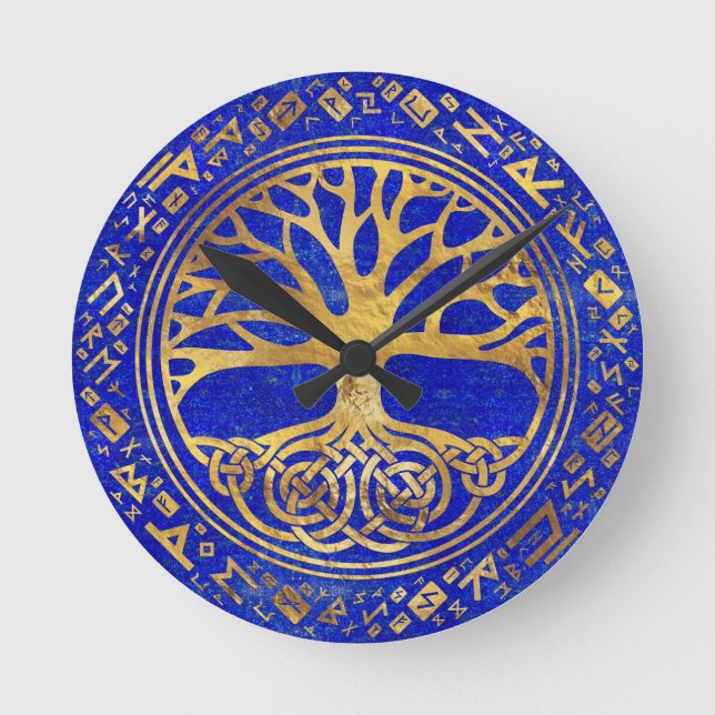 Horloge Ronde Arbre de vie - Yggdrasil - Lapis Lazuli (Recto)