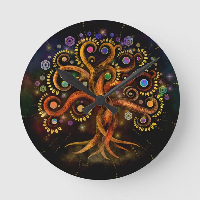 Horloge Ronde Arbre de vie - Yggdrasil - Rainbow Swirl (Recto)