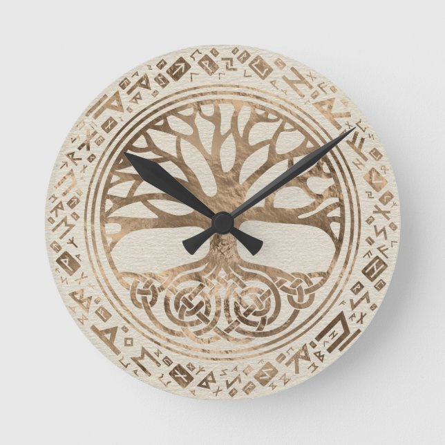 Horloge Ronde Arbre de vie - Yggdrasil Runic Motif (Recto)