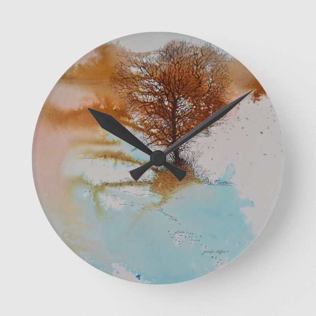 Horloge Ronde Arbre peinture Abstraite paysage art (Recto)
