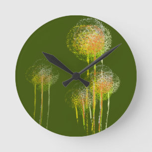 Horloge Ronde Arbres Abstraits à fleurs de printemps #2