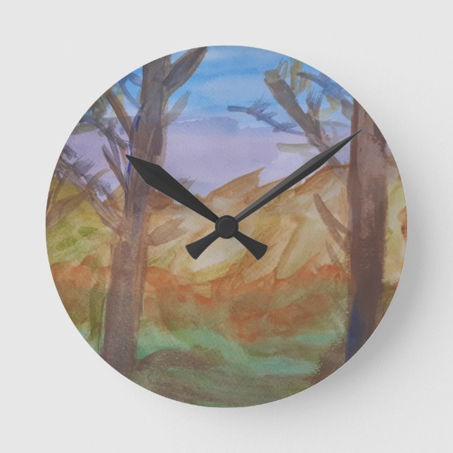 Horloge Ronde Arbres au coucher du soleil (Recto)