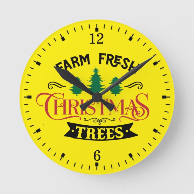 Horloge Ronde Arbres de Noël frais de ferme Design-54394 (Recto)
