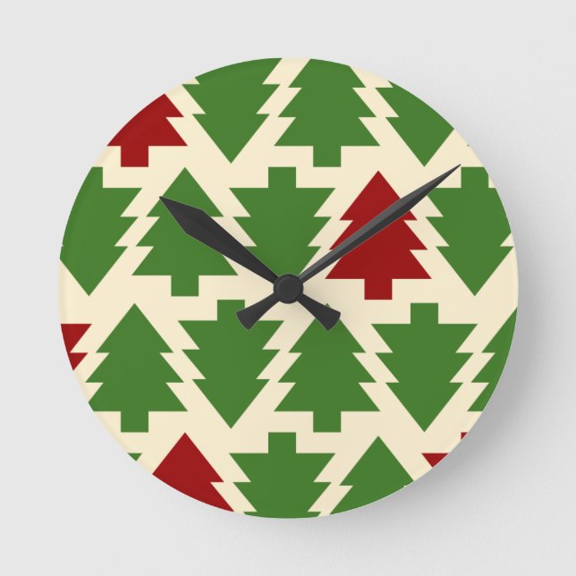 Horloge Ronde Arbres de Noël Motif de vacances (Recto)